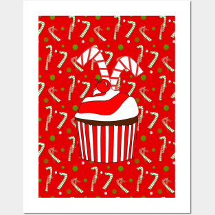 HOLIDAY Candy Cane Cupcake Posters and Art